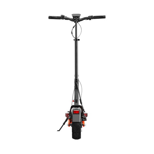 Rear view of Joyor T10 electric scooter with integrated taillight, rear fender, and wide tire.